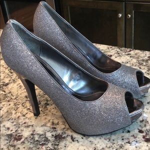 Silver glitter high heels